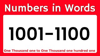 Numbers 1001 to 1100 || 1001 To 1100 Numbers in words in English ||1001-1100 English numbers