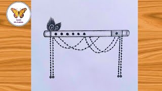 Pencil drawing Krishna flute| Simple drawing| Flute art