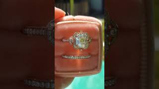 Josephine Diamond Halo Rose Gold Engagement Ring with Antique Asscher Classique Moissanite