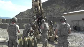 M777 Howitzer Firing Bravo Battery 3-321 HD HE Round