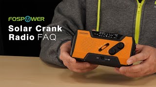 FosPower Model A1 2,000mAh Emergency Solar Crank NOAA Weather Radio FAQ