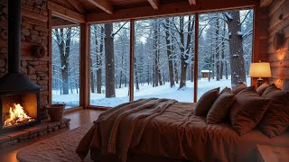 Relaxing Piano Sounds with Breathtaking View from a Cozy Cabin and Crackling Fireplace for Sleep