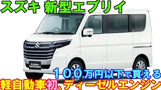 スズキ 新型エブリイ、フルモデルチェンジ！ 660cc ディーゼルエンジンが初公開されました。