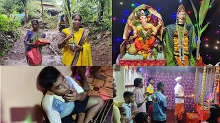 कोकण गौरी आगमन आणि रात्रीच्या आरत्या 😍 | konkan Ganpati Festival Vlog