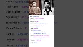 Indian Actor Gemini Ganesan Biography #shorts #shortvideo #youtubeshorts