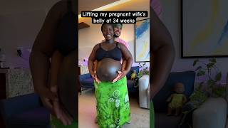 Lifting my pregnant wife’s belly at 8 months… #shorts