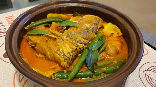 Claypot Fish Head Curry (ingredient list provided)