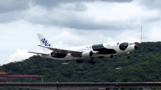 全日空All Nippon Airways ANA B767-381ER JA606A Fly! Panda livery Landing (HND-TSA) RWY10