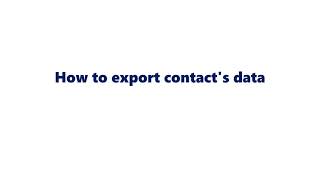 How to export contact's data