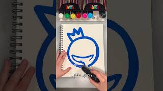 Activating my THICK Dark Blue Posca Mop’r Marker and Drawing with it! #shorts