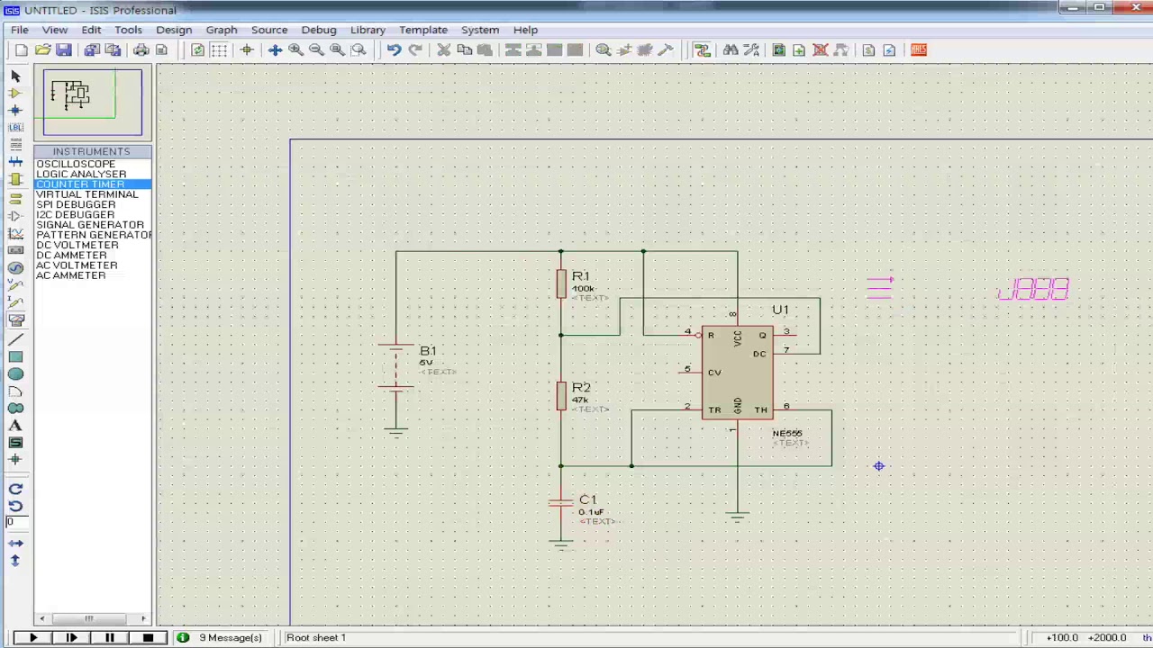 Ne555 Counter Timer Virtual Instrument Test By Proteus Youtube
