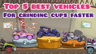 HCR2 BEST VEHICLES FOR GRINDING CUPS FASTER 💥 TOP 5 🔥HILL CLIMB RACING 2 #hillclimbracing2