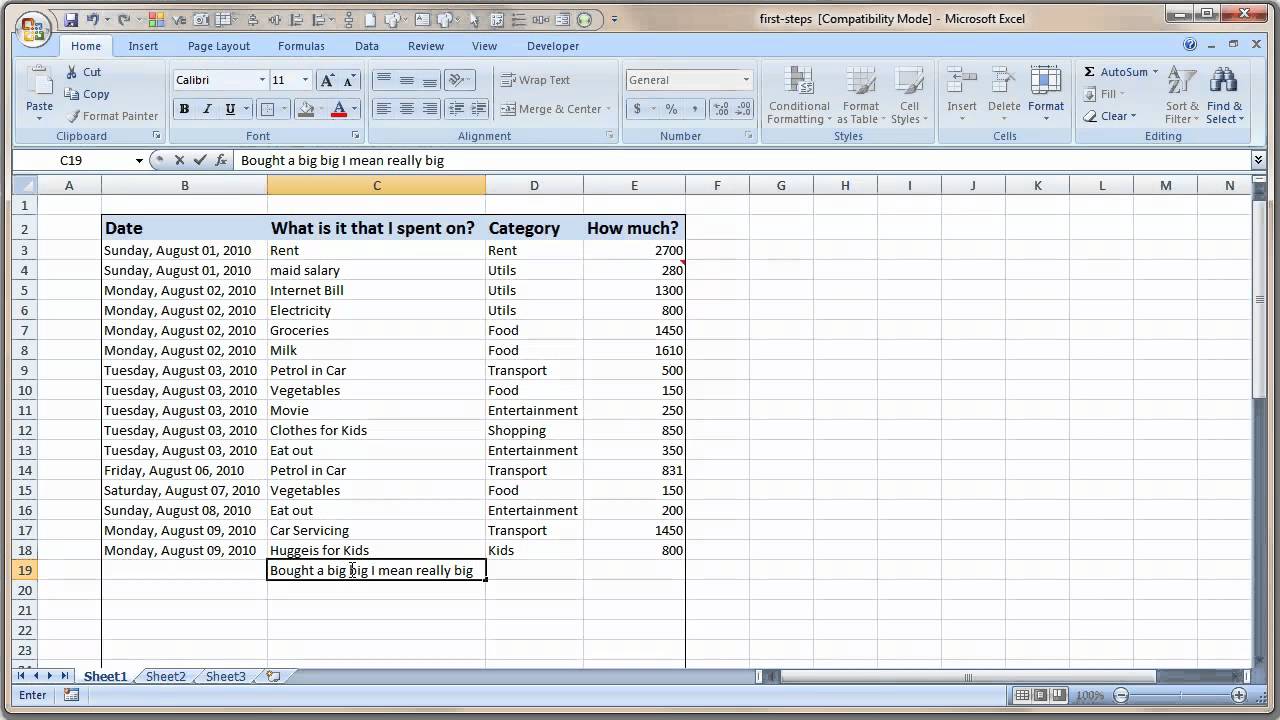 Entering And Formatting Data In Excel - YouTube