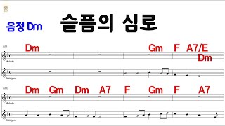 슬픔의 심로 김학래 Dm/  /M.R 반주 / 전.간주 계명표기 통기타 악보영상