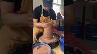 Throwing a 15 pound vase on the wheel. #pottery #wheelthrowing #timelapse