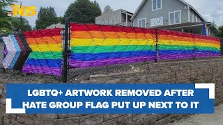 City of Duvall removes LGBTQ+ artwork after flag associated with hate groups pinned next to it