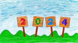Happy New Year 2024 Drawing Easy ||Happy New Year Drawing