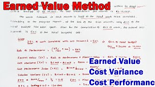 Project Management: Earned value method | earned value | cost variance | cost performance index