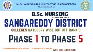 KNRUHS, SANGAREDDY District B.Sc Nursing colleges \u0026 category wise cut off rank’s 2023 #knruhs #ntr