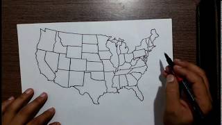 Correct map of USA drawn by hand