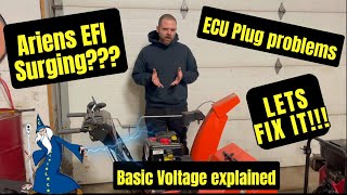 Ariens EFI Snowblower Surging repaired. Basic voltage diagnostic. ECU plug \