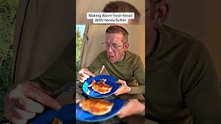 making warm fresh bread with honey butter #bushcraft #survival #camping #outdoors #forest