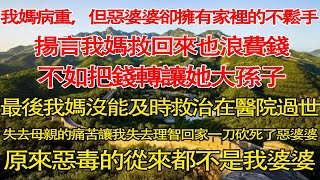 失去母親的痛苦讓我失去理智回家一刀砍死了惡婆婆，原來惡毒的從來都不是我婆婆#情感秘密 #情感#家庭  #深夜故事 #為人處世#推文#小故事#完结