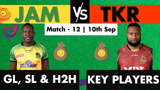 JAM vs TKR Dream11 Prediction Match - 12, 10th Sep | Caribbean Premier League, 2022 | Fantasy Gully