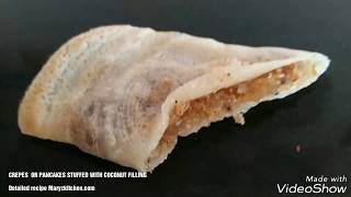 Elanchi /patishapta/Coconut stuffed crepes/pancakes stuffed with coconut filling/madakku san recipe.