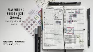 How to plan with sticky notes | functional Hobonichi Weeks plan with me | 1108-11152021 paperjoyph