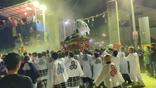 【三津浜秋祭り2023宵宮】三津厳島神社　けんか神輿(鉢合わせ)　三津浜vs古三津✨3回目10月5日