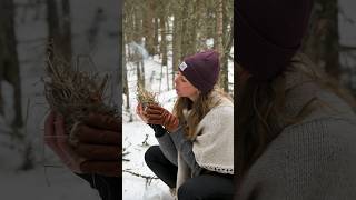 GIRL starts fire with flint🔥 #bushcraft  #survival  #shorts