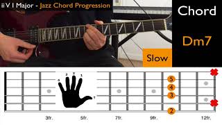 EASY JAZZ GUITAR Chord Progression - MAJOR ii V I (Tutorial)