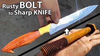 Turning a Rusty BOLT into a Beautiful Shiny CHEF KNIFE
