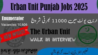 Urban Unit Punjab Jobs 2025 | Enumerator Jobs in Punjab | The Urban Unit Jobs | PSER Department Jobs