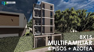 Multifamiliar 4 Pisos  8x15 / 01 departamento por piso/Listo para construir