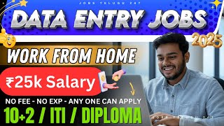 DATA ENTRY Work from home jobs for 12th pass Students | ₹25k Salary | Daily Payment job in Hyderabad