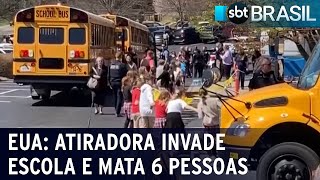 EUA: atiradora invade escola e mata 6 pessoas | SBT Brasil (27/03/23)