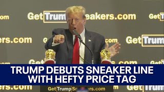 Donald Trump debuts gold high top sneakers at Philadelphia sneaker expo
