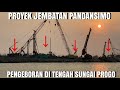 PROYEK JEMBATAN PANDANSIMO PENGEBORAN TENGAH BERLANGSUNG DI TENGAH SUNGAI PROGO