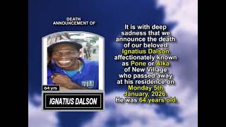 Ignatius Dalson ~ Short Obituary