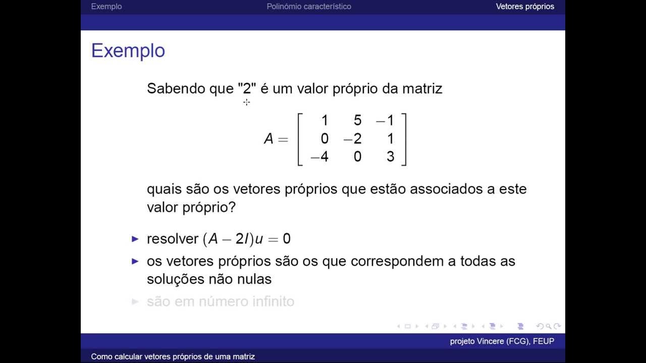 Como Calcular Os Vetores Próprios De Uma Matriz - YouTube