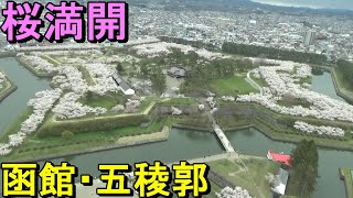 【函館】五稜郭の満開の桜＆湯の川温泉のオーシャンビュー【津軽海峡】