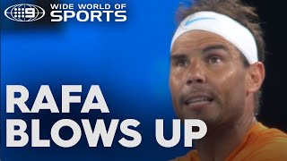 Rafael Nadal blows up at chair umpire for rushing him between serves - AO 2023 |Wide World of Sports