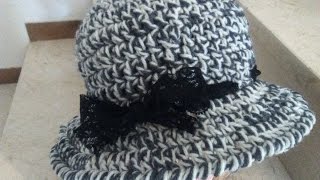 CROCHET CLOCHE HAT with brim tutorial   english version