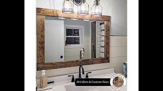 Natural Rustic Wood Framed Wall Mirror, Custom Sizes \u0026 Colors #bathroomdesign #mirrordecor