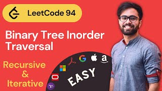 Iterative Inorder Traversal Of Binary Tree In Hindi ( Leetcode 94 )