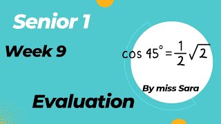 senior 1 - week 9 - Evaluation - first term