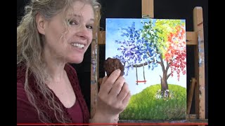 KID FRIENDLY! How to Paint a Rainbow Tree with a Swing - COOKIES AND CANVAS FOR