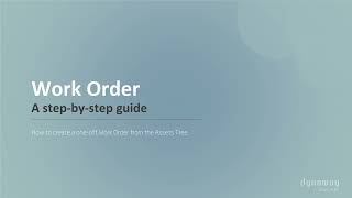 Dynaway EAM for Business Central: Work Orders - Create a Work Order from the Asset Tree
